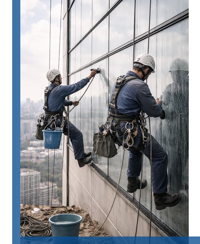 Профессиональная мойка фасадных окон альпинистами в Арзамасе