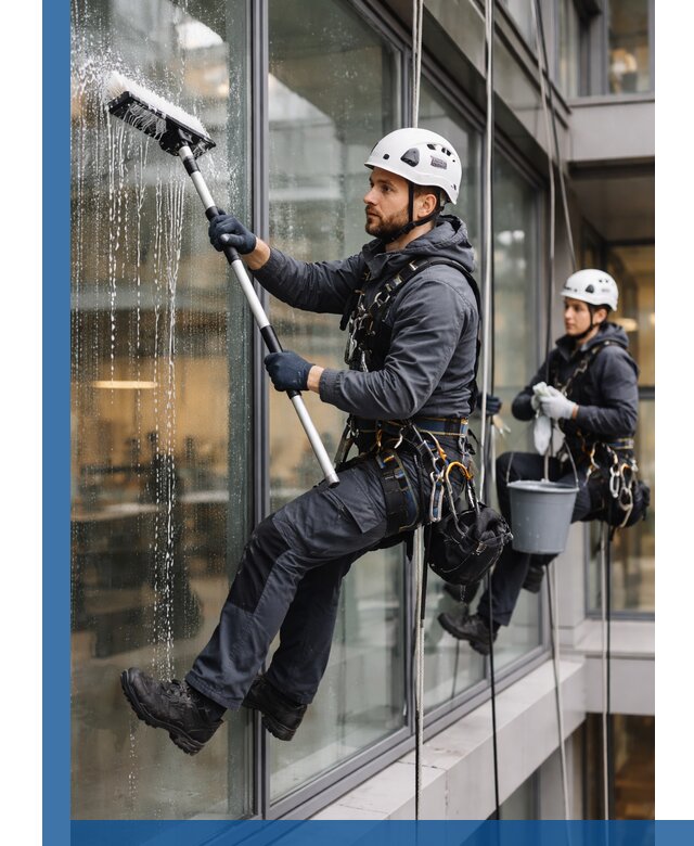 Профессиональная мойка витражей промышленными альпинистами в Арзамасе