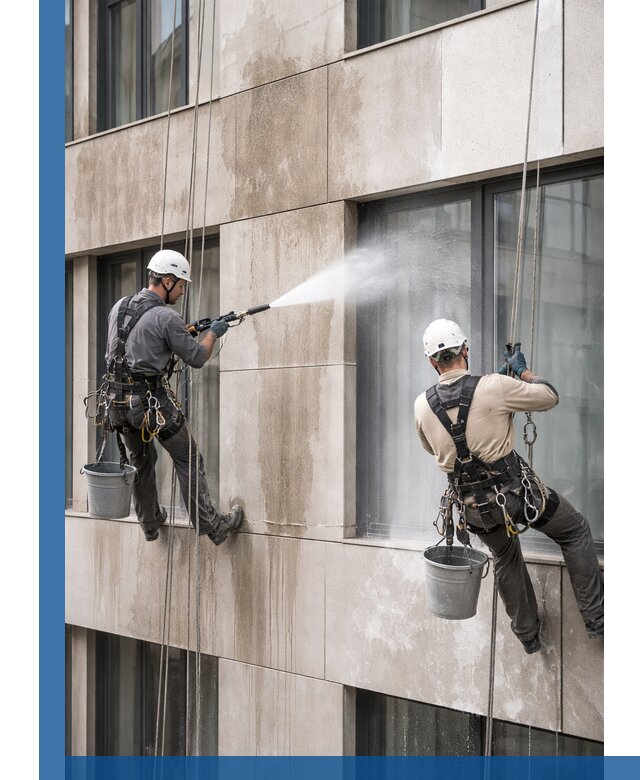 Послестроительная мойка фасада промышленным альпинизмом в Арзамасе