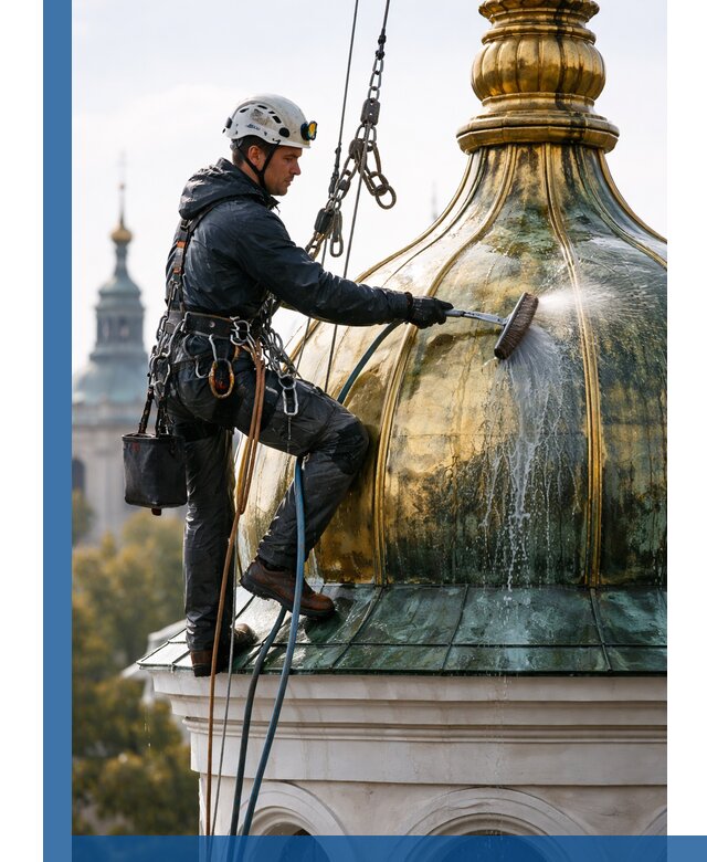 Профессиональная мойка куполов и шпилей высотными альпинистами в Арзамасе