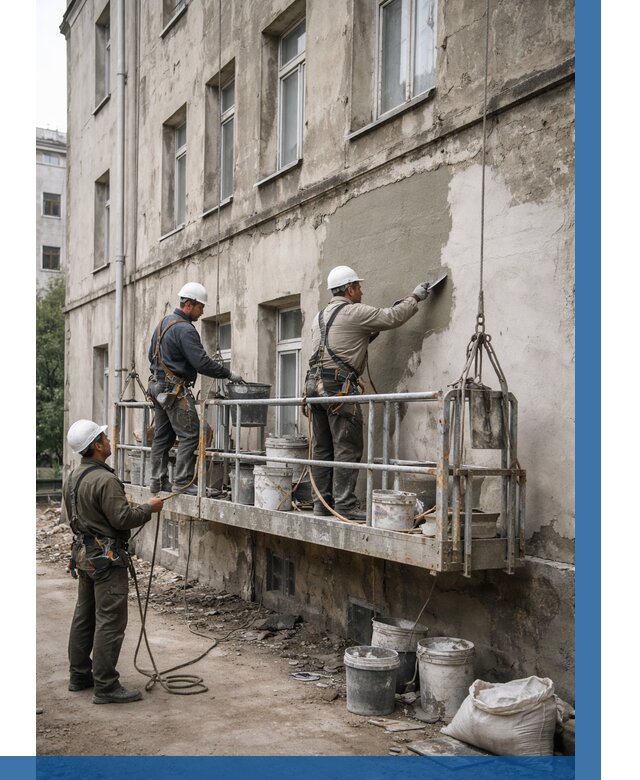 Капитальный ремонт фасада в Арзамасе от 4562 р. | ВЫСОТНИК-Рзм