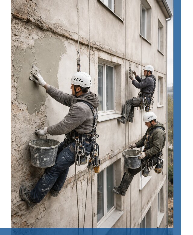 Ремонт штукатурного фасада в Арзамасе от 815 р. под ключ | ВЫСОТНИК-Рзм