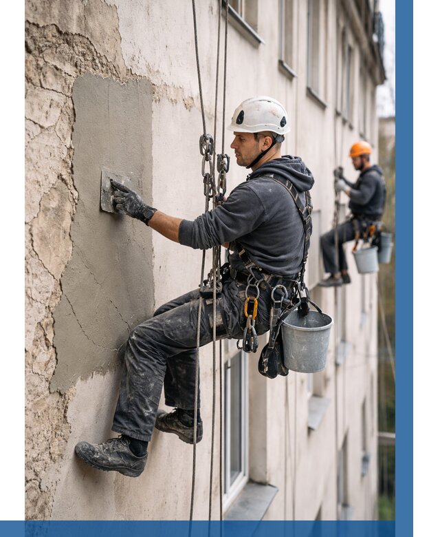 Восстановление штукатурки фасада в Арзамасе от 1303 р. | ВЫСОТНИК-Рзм