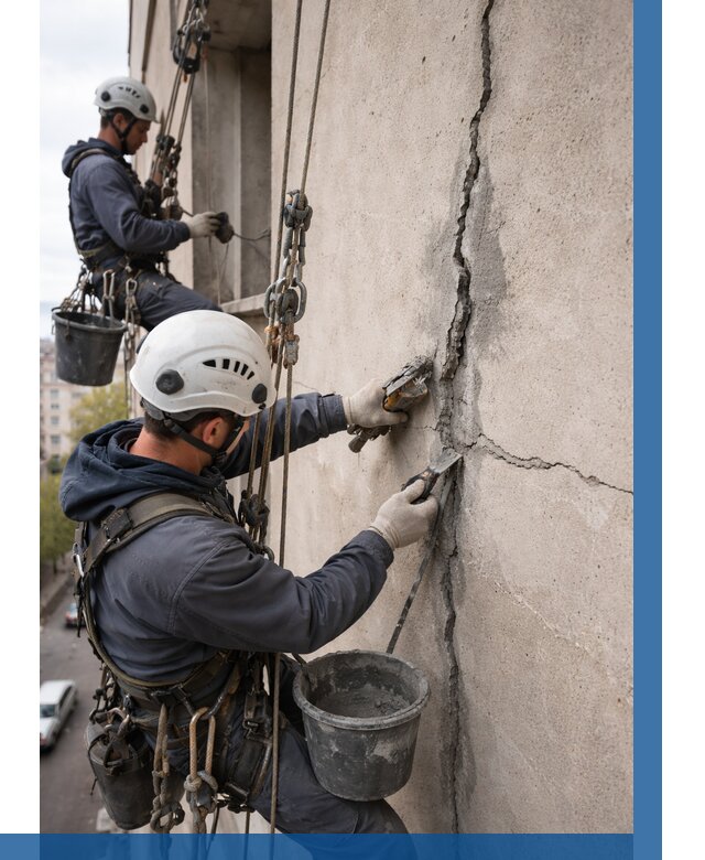 Заделка трещин на фасаде в Арзамасе от 977 р. | ВЫСОТНИК-Рзм