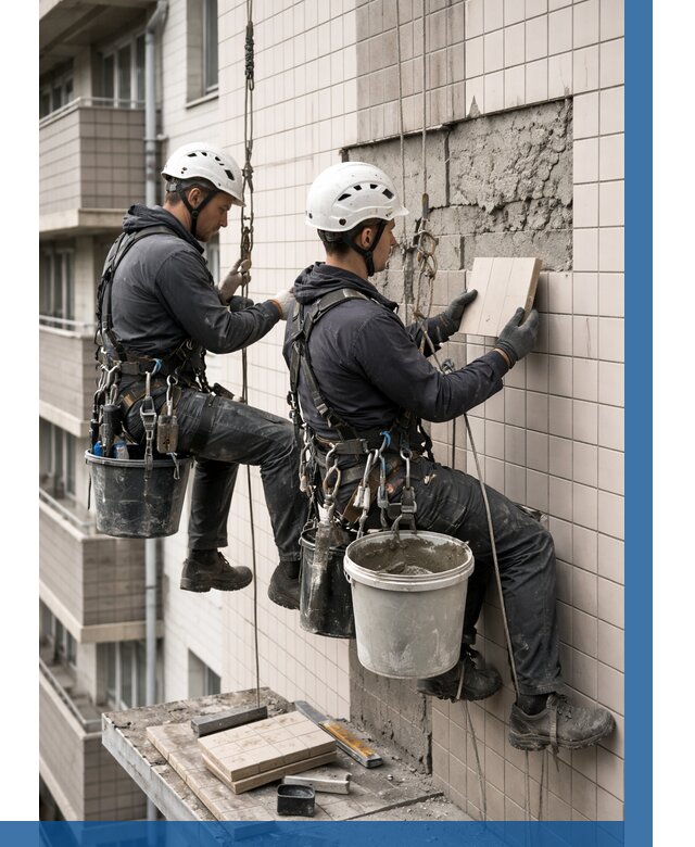 Ремонт облицовки фасада плиткой в Арзамасе от 1955 р. | ВЫСОТНИК-Рзм