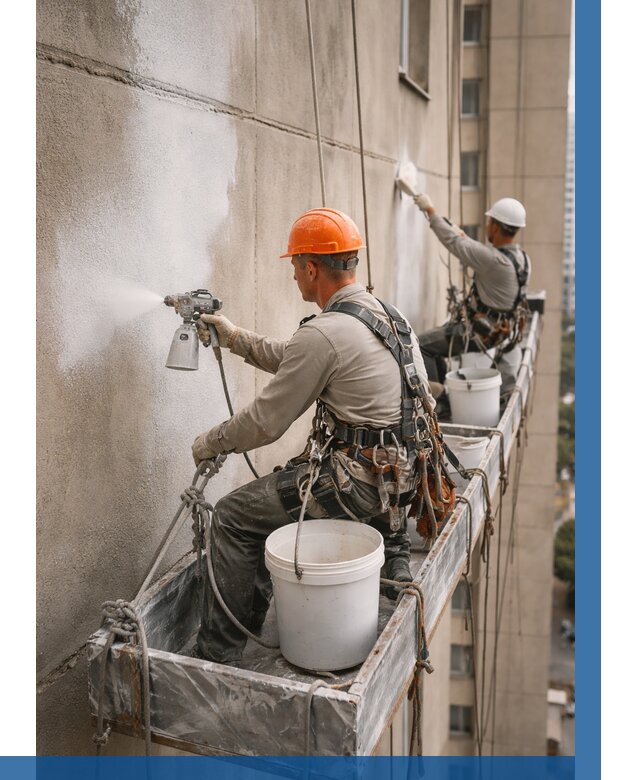 Грунтовка фасада на высоте в Арзамасе от 130 р. | ВЫСОТНИК-Рзм