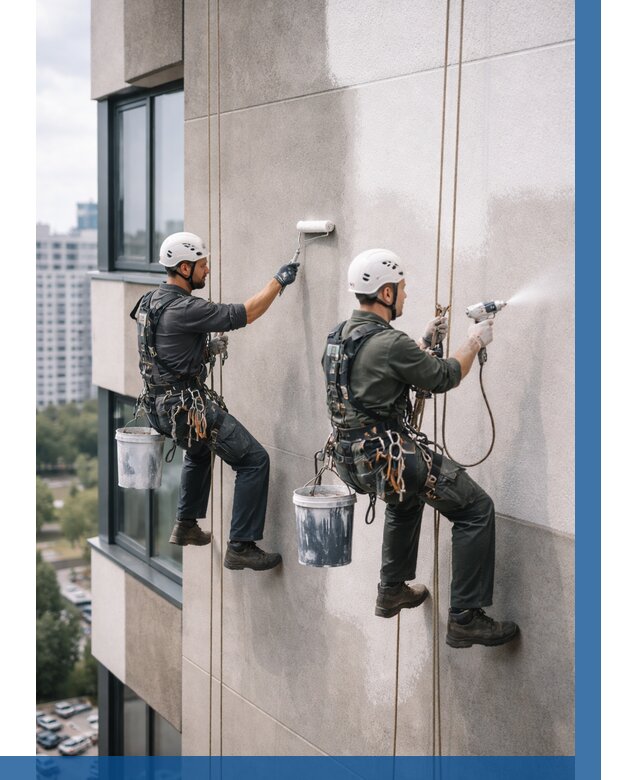 Покраска фасада альпинистами в Арзамасе от 326 р. | ВЫСОТНИК-Рзм