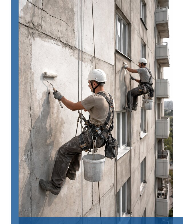 Покраска бетонного фасада в Арзамасе для жилых и промышленных объектов