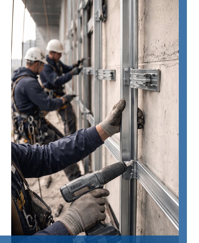 Монтаж подсистемы вентфасада в Арзамасе от 923 р. | ВЫСОТНИК-Рзм