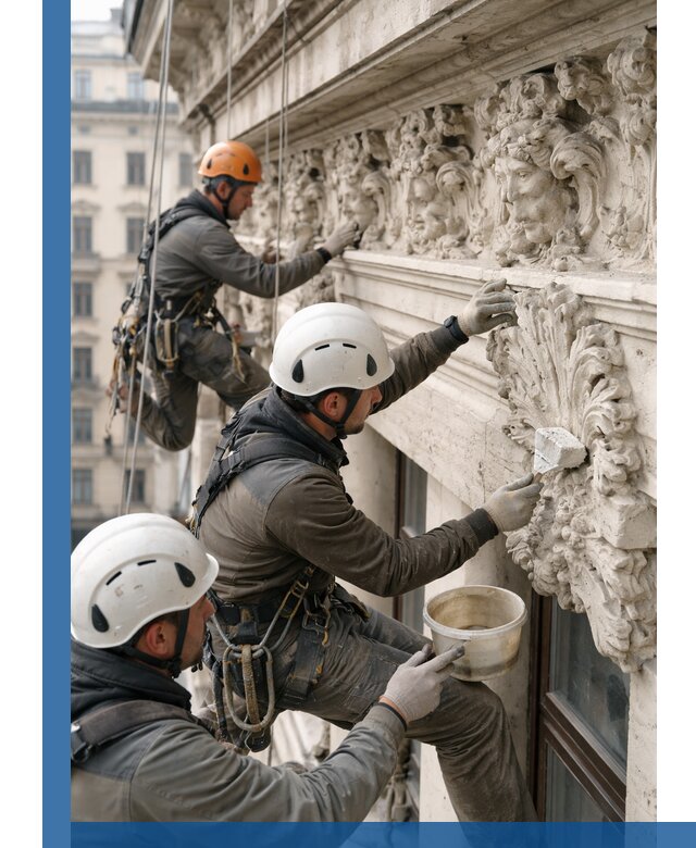 Реставрация фасадной лепнины с высотными работами в Арзамасе