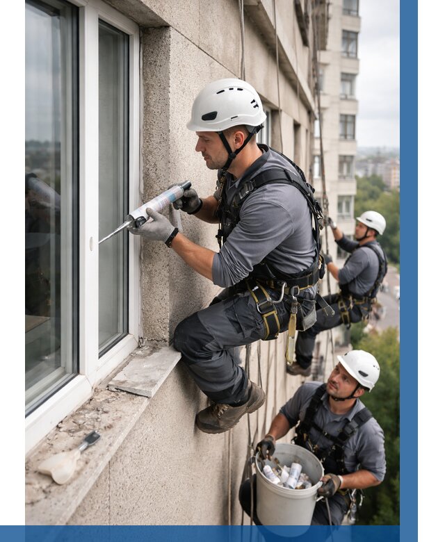 Герметизация оконных швов снаружи в Арзамасе от 1629 р. | ВЫСОТНИК-Рзм