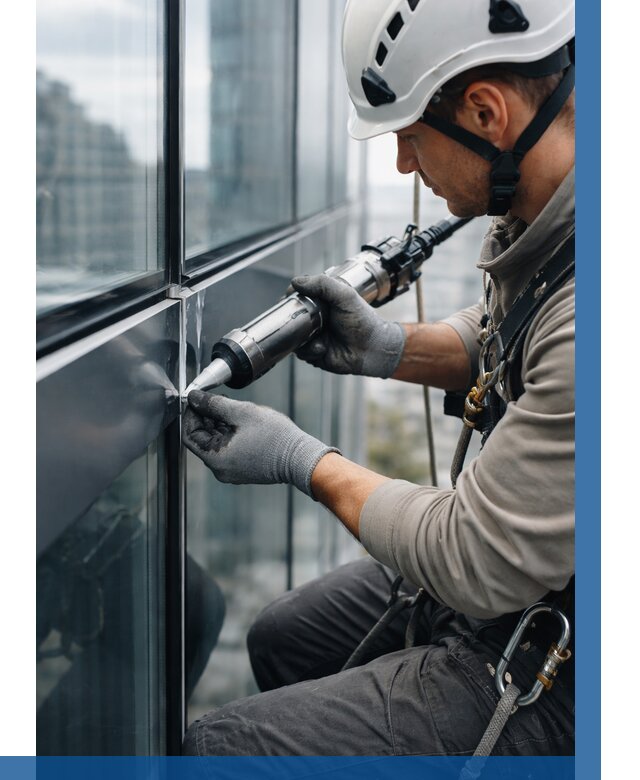 Герметизация стыков витража в Арзамасе от 1303 р. | ВЫСОТНИК-Рзм