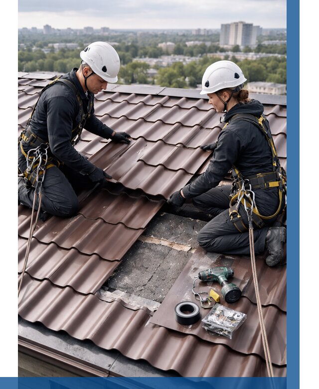 Ремонт металлочерепицы на крыше в Арзамасе от 977 р. | ВЫСОТНИК-Рзм