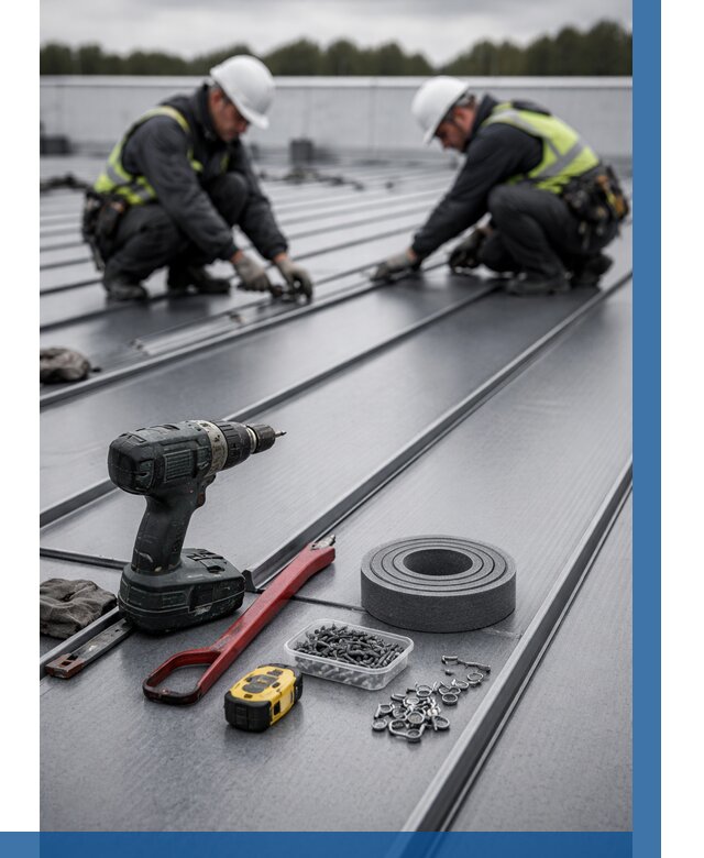 Монтаж фальцевой кровли в Арзамасе от 1955 р. | ВЫСОТНИК-Рзм