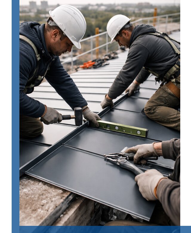 Монтаж фальцевой кровли в Арзамасе для промышленных зданий