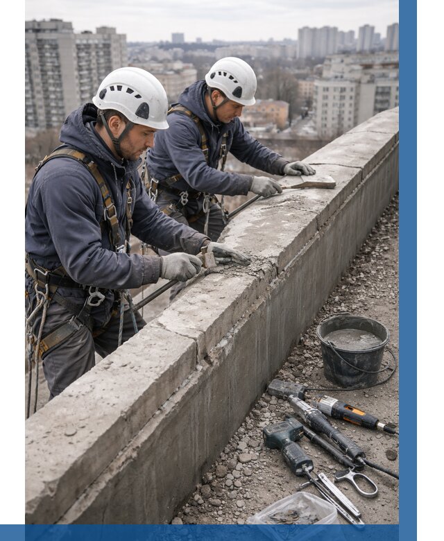 Ремонт парапета на кровле в Арзамасе от 1629 р. | ВЫСОТНИК-Рзм