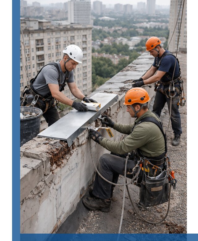 Ремонт парапета на кровле в Арзамасе, высотные работы с гарантией