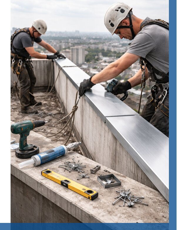 Монтаж парапетных крышек в Арзамасе от 869 р. | ВЫСОТНИК-Рзм