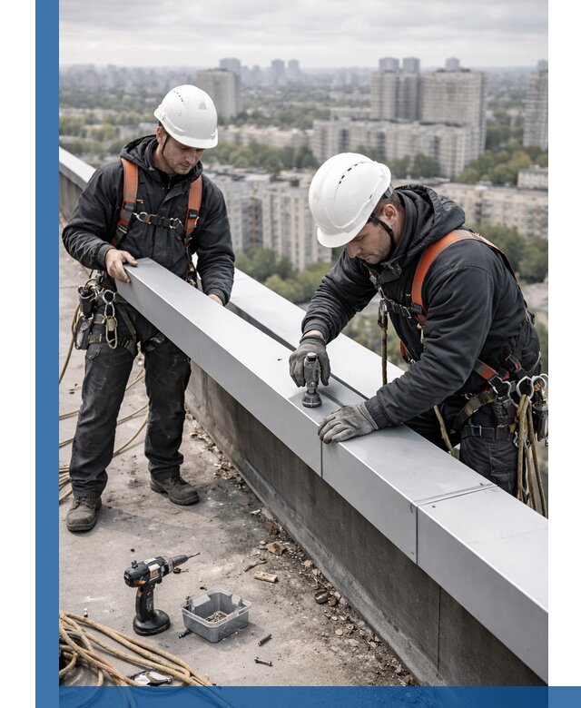 Монтаж парапетных крышек и ограждений кровли в Арзамасе