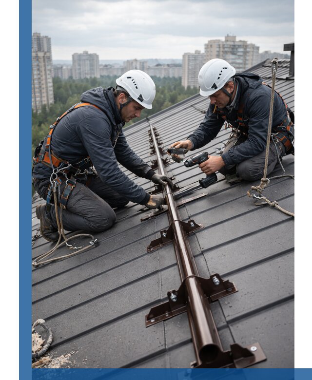 Монтаж снегозадержателей на кровле зданий в Арзамасе под ключ