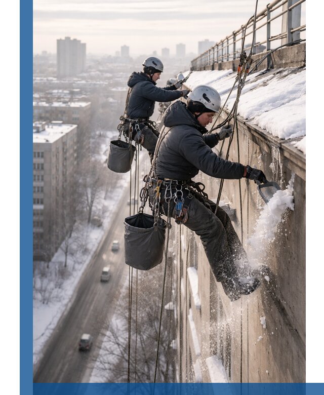 Очистка карнизов от снега в Арзамасе профессионально и безопасно