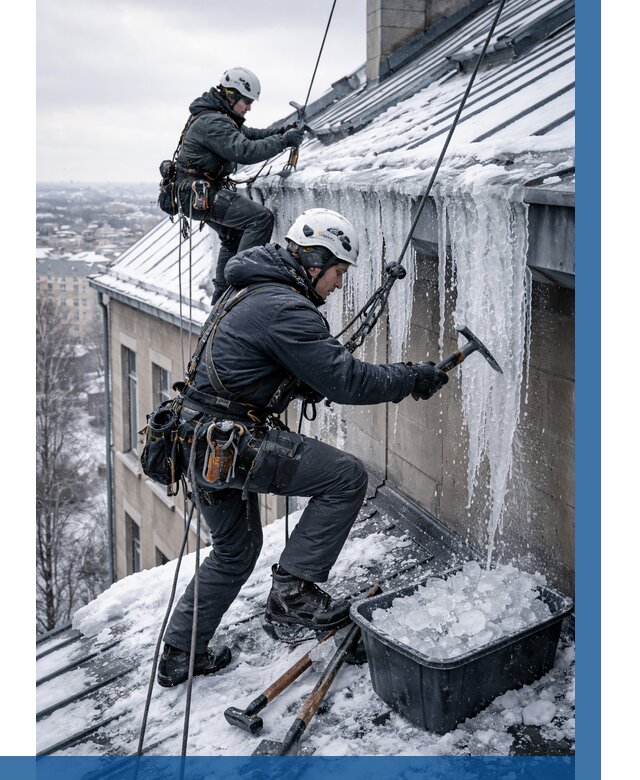 Удаление наледи с кровли в Арзамасе от 5974 р. | ВЫСОТНИК-Рзм