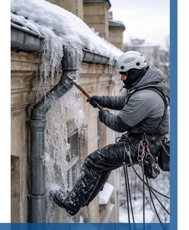 Очистка водостоков от льда в Арзамасе от 3801 р. | ВЫСОТНИК-Рзм