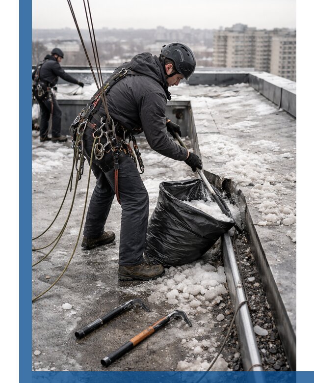 Аварийная очистка кровли в Арзамасе от промальпинистов