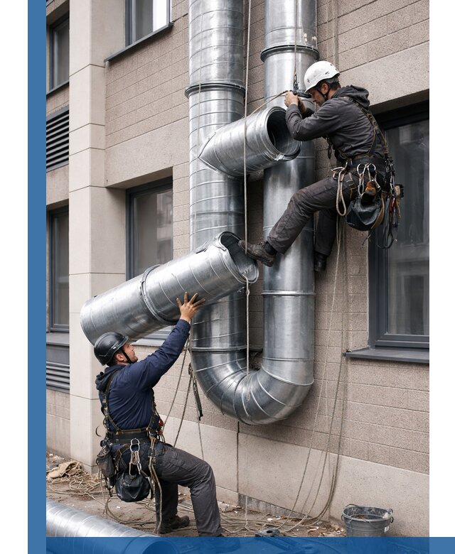Монтаж фасадных воздуховодов в Арзамасе с герметизацией и крепежом