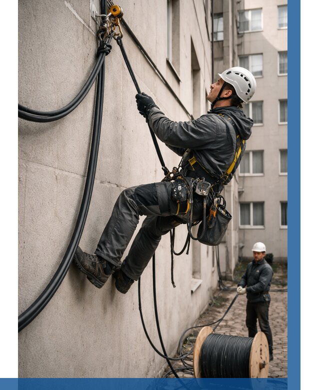 Протяжка кабеля питания на высоте в Арзамасе от 489 р. | ВЫСОТНИК-Рзм