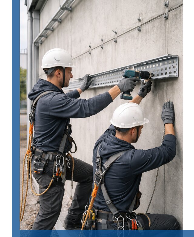 Монтаж кабельных лотков на фасаде зданий в Арзамасе с гарантией