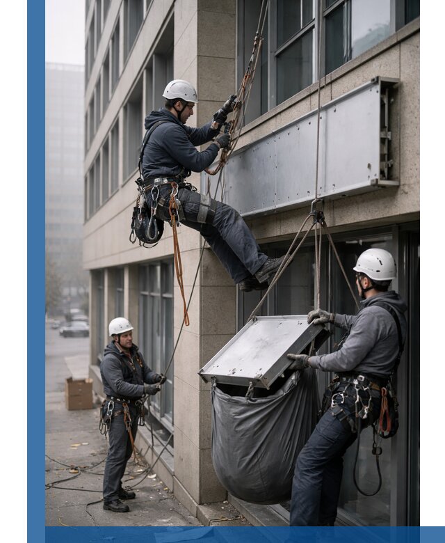 Демонтаж рекламной вывески с высотными работами в Арзамасе