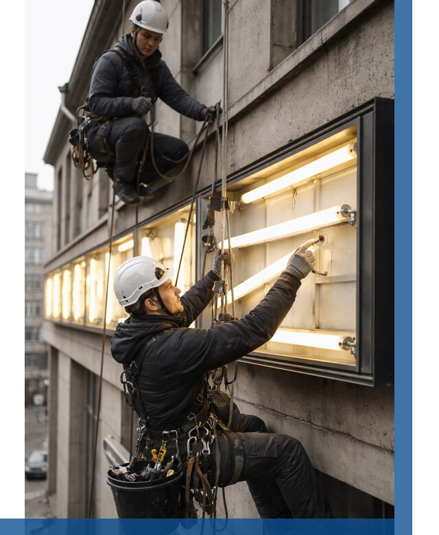 Замена ламп в вывеске в Арзамасе под ключ от 3801 р. | ВЫСОТНИК-Рзм