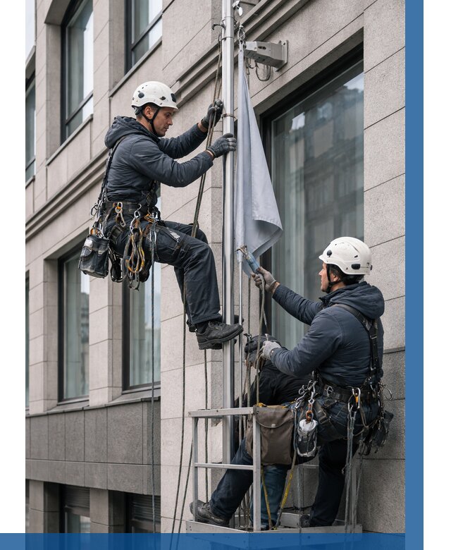 Установка флагов на фасаде в Арзамасе от 4887 р. | ВЫСОТНИК-Рзм