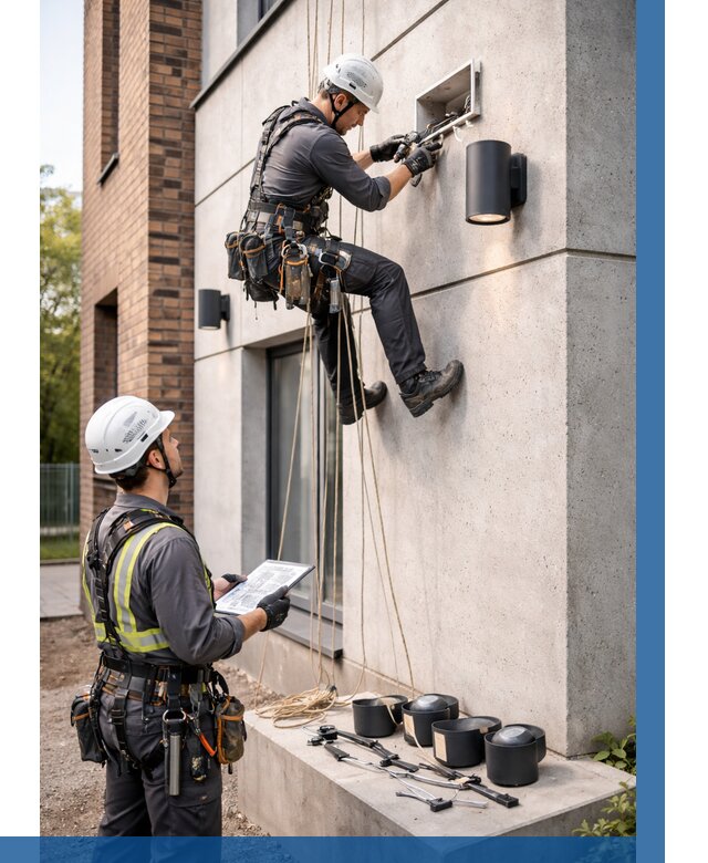 Монтаж фасадного освещения в Арзамасе от 2715 р. | ВЫСОТНИК-Рзм