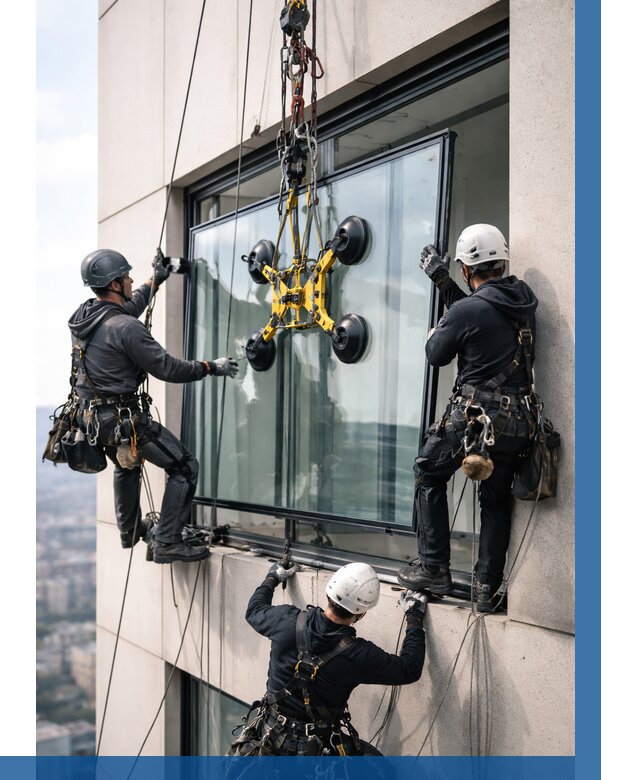 Монтаж стеклопакетов на высоте в Арзамасе от 3476 р. | ВЫСОТНИК-Рзм