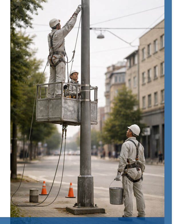 Покраска опор освещения в Арзамасе от 5431 р. | ВЫСОТНИК-Рзм