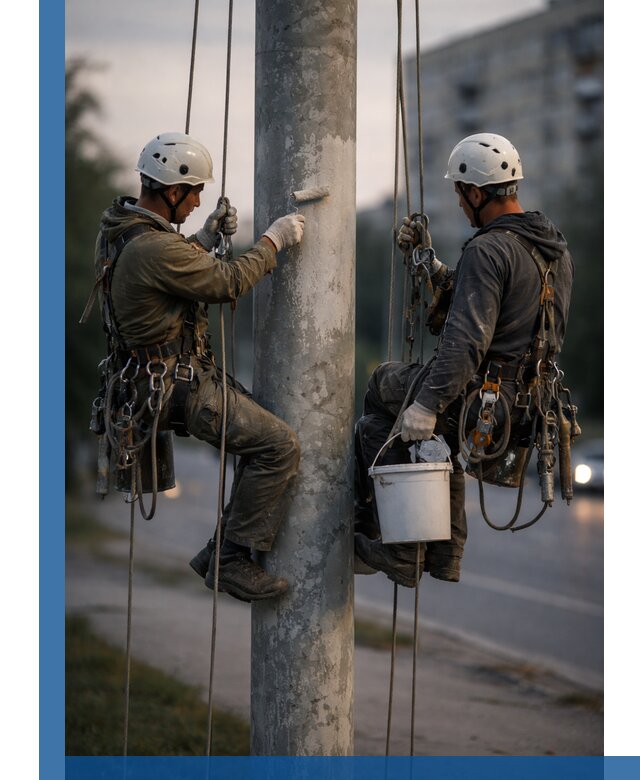Покраска опор освещения и антикоррозийная защита в Арзамасе