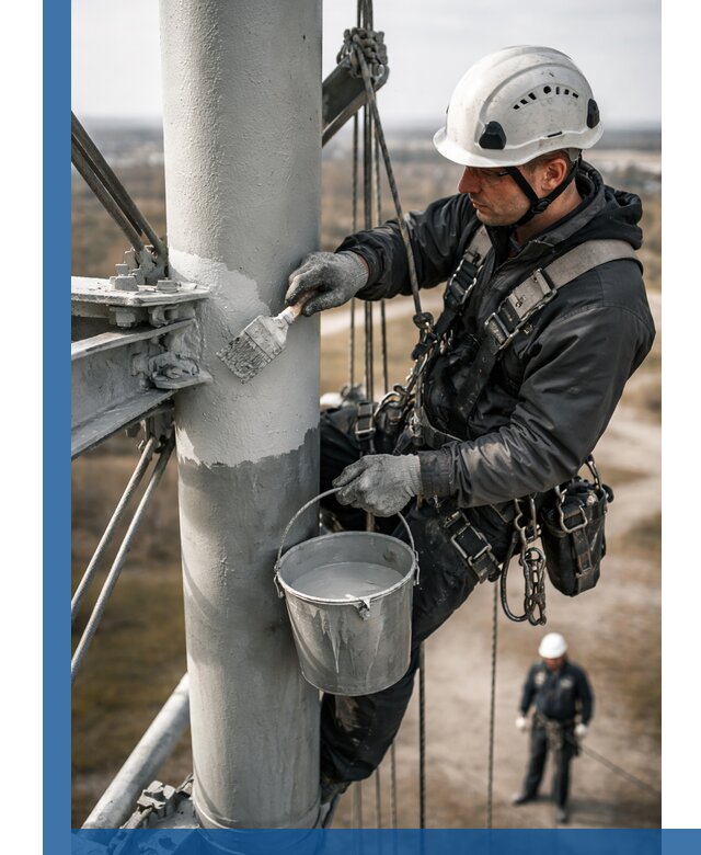 Покраска мачт связи в Арзамасе промышленными альпинистами