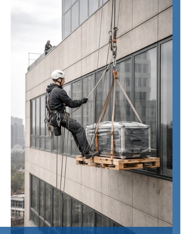 Спуск груза по фасаду в Арзамасе от 3801 р. | ВЫСОТНИК-Рзм