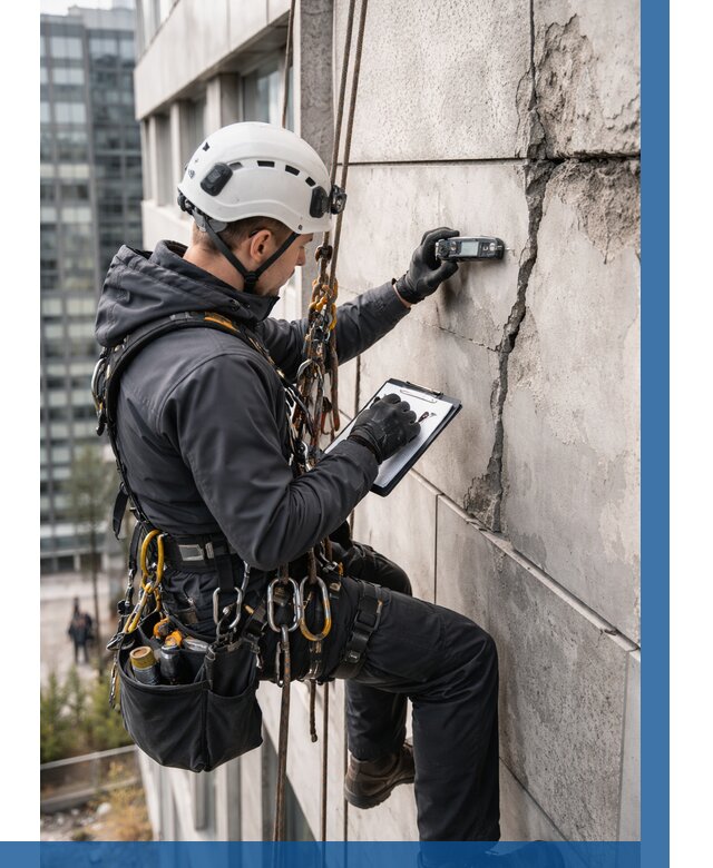 Обследование фасада альпинистами в Арзамасе от 130 р. | ВЫСОТНИК-Рзм