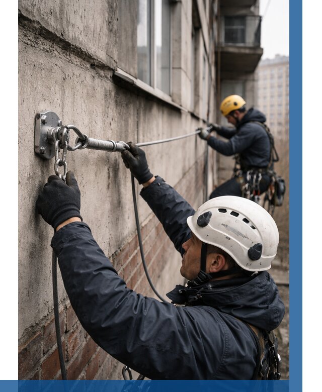 Монтаж анкерных линий в Арзамасе от 3258 р. | ВЫСОТНИК-Рзм