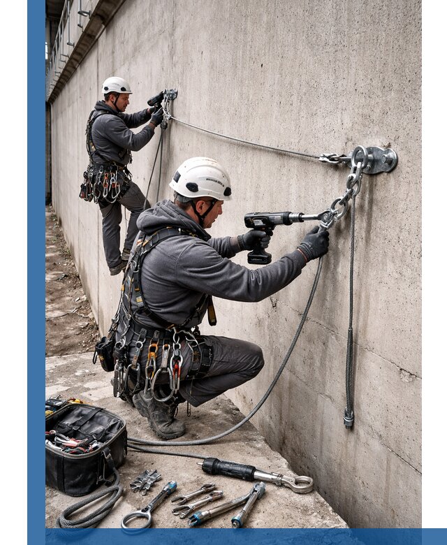 Монтаж анкерных линий высотной безопасности в Арзамасе